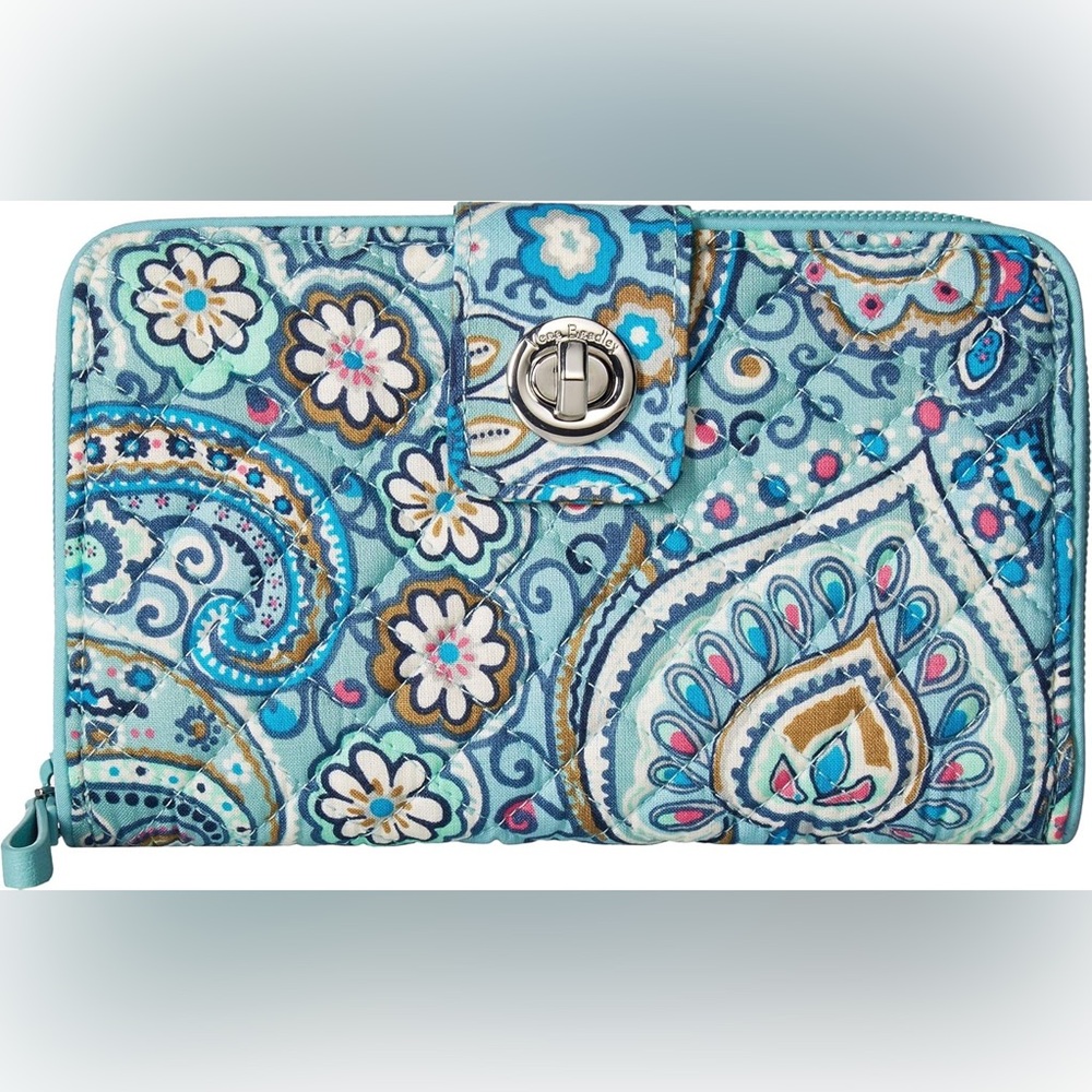 Vera Bradley Daisy Dot Paisley RFID Turnlock Wallet